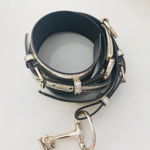GUCCI WOMEN BELT LEATHER SILVERS SIZE 100 - Picture 3 of 17